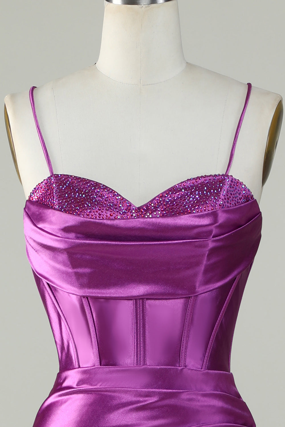 Arancione sirena Spalline sottili lungo corsetto Abito da ballo con fessura