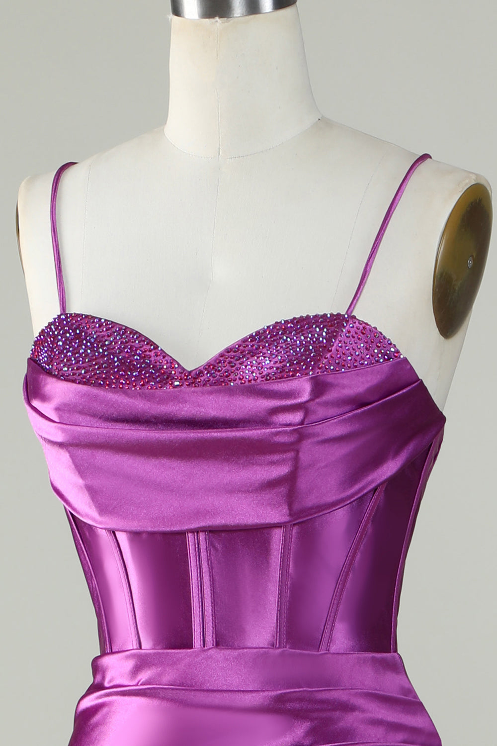 Arancione sirena Spalline sottili lungo corsetto Abito da ballo con fessura
