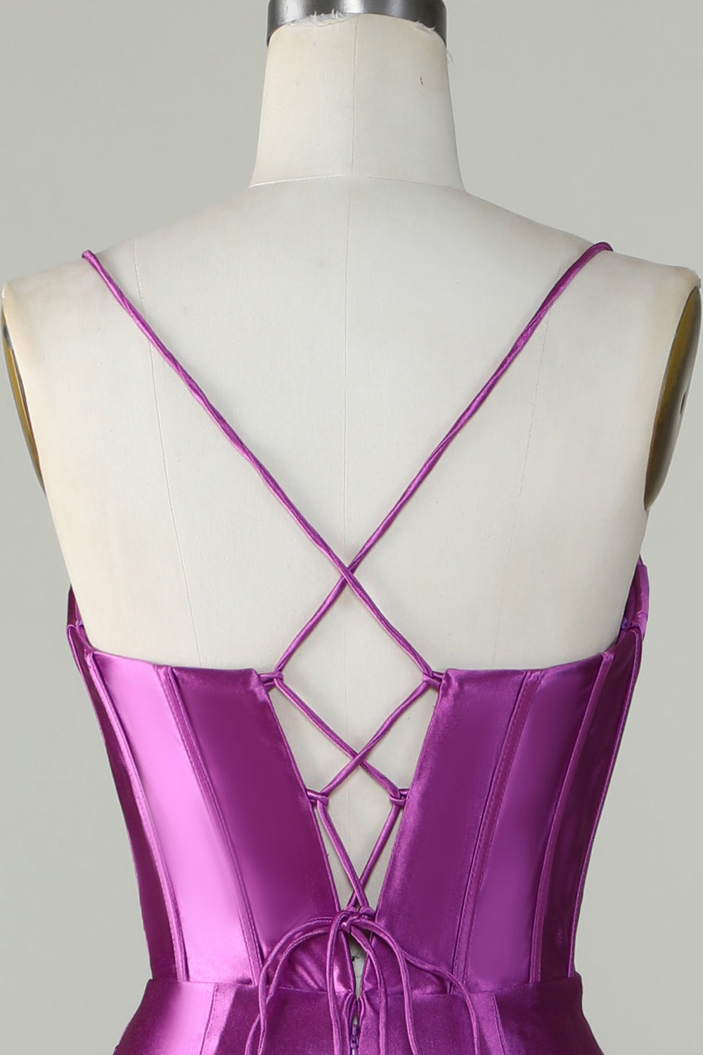 Arancione sirena Spalline sottili lungo corsetto Abito da ballo con fessura