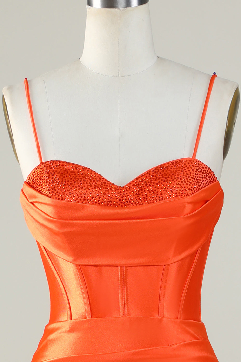 Arancione sirena Spalline sottili lungo corsetto Abito da ballo con fessura