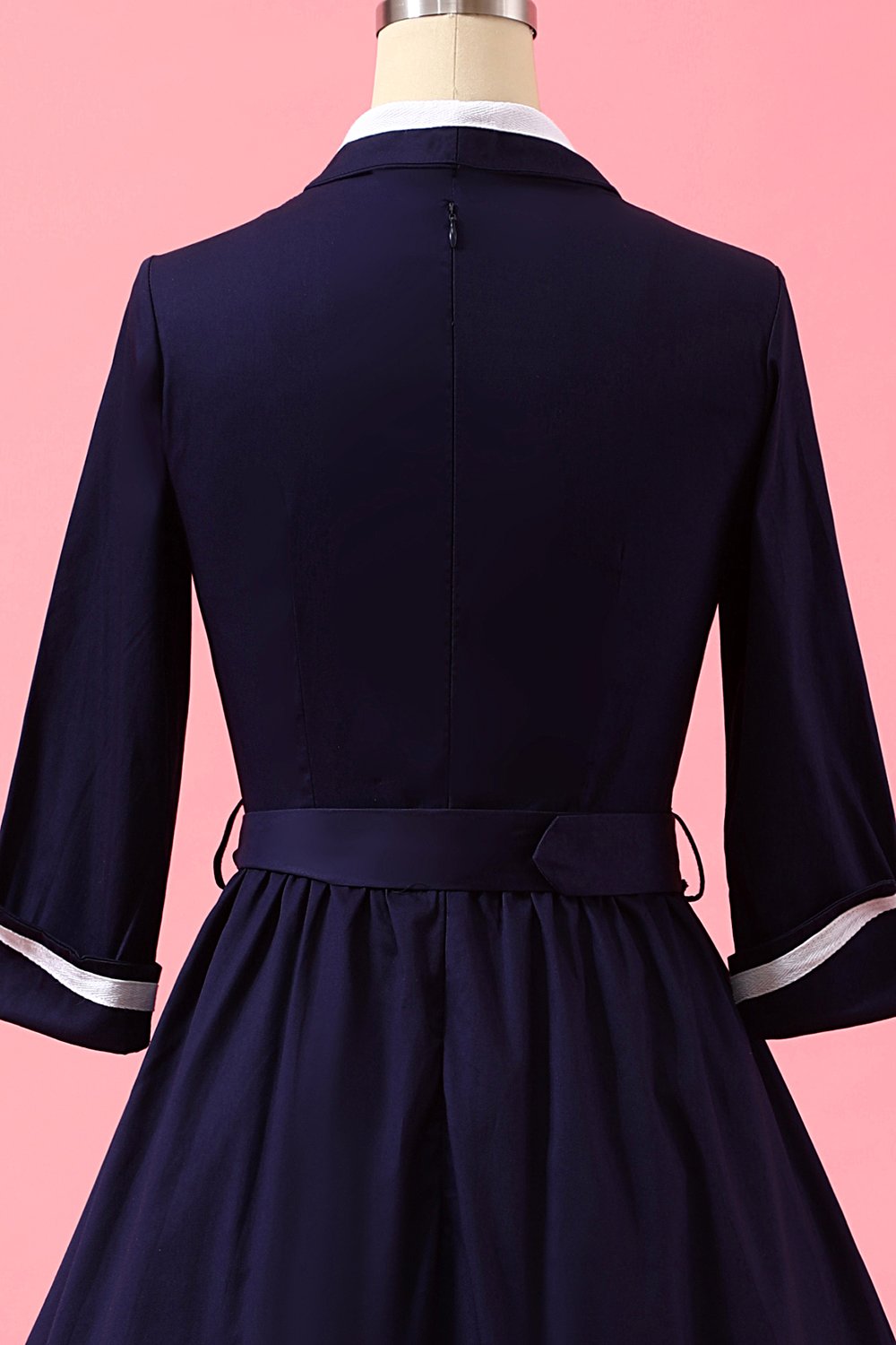 Navy Blue Patchwork scollo a V vestito casuale Wrap