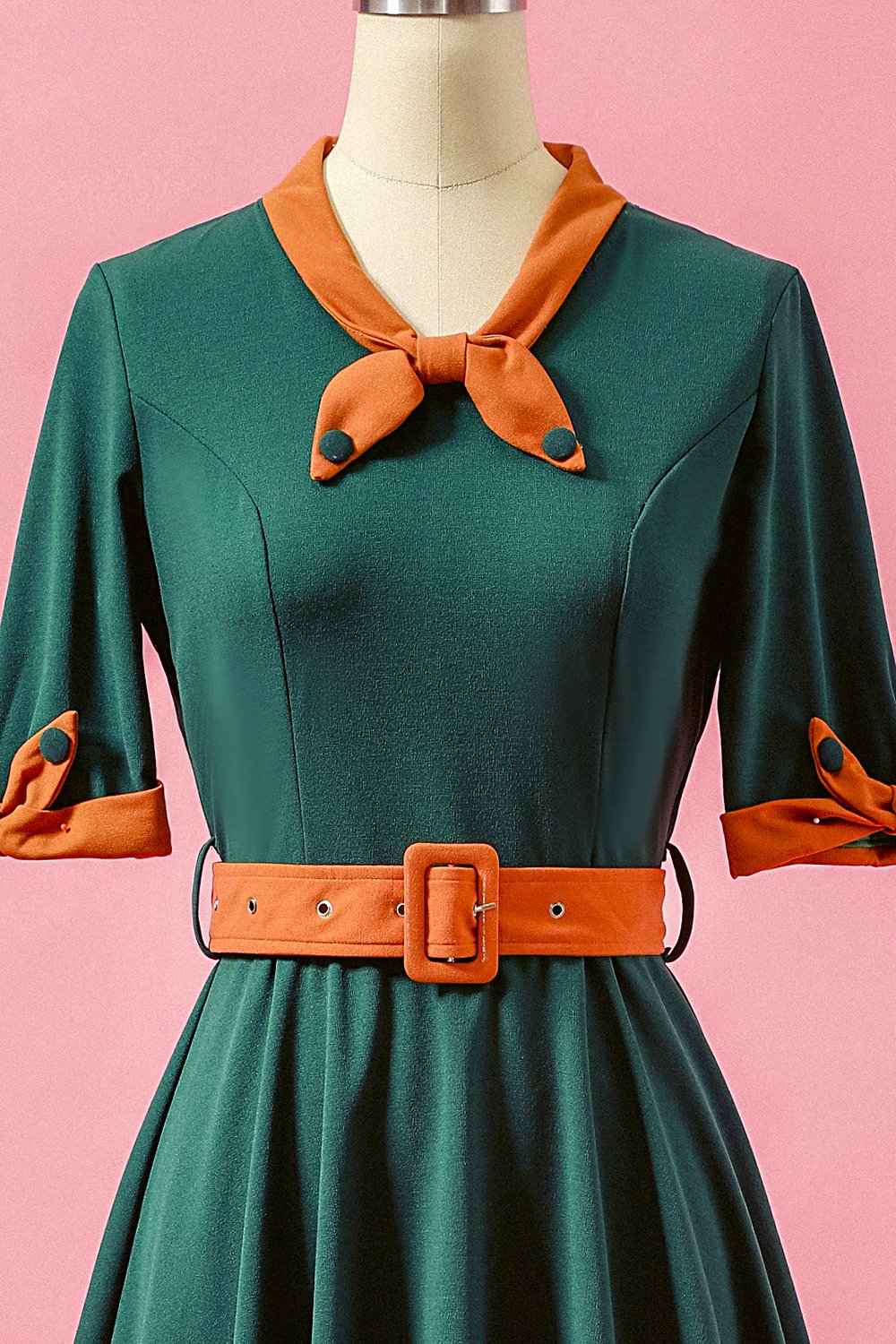 Verde Patchwork scollo a V swing Party Dress