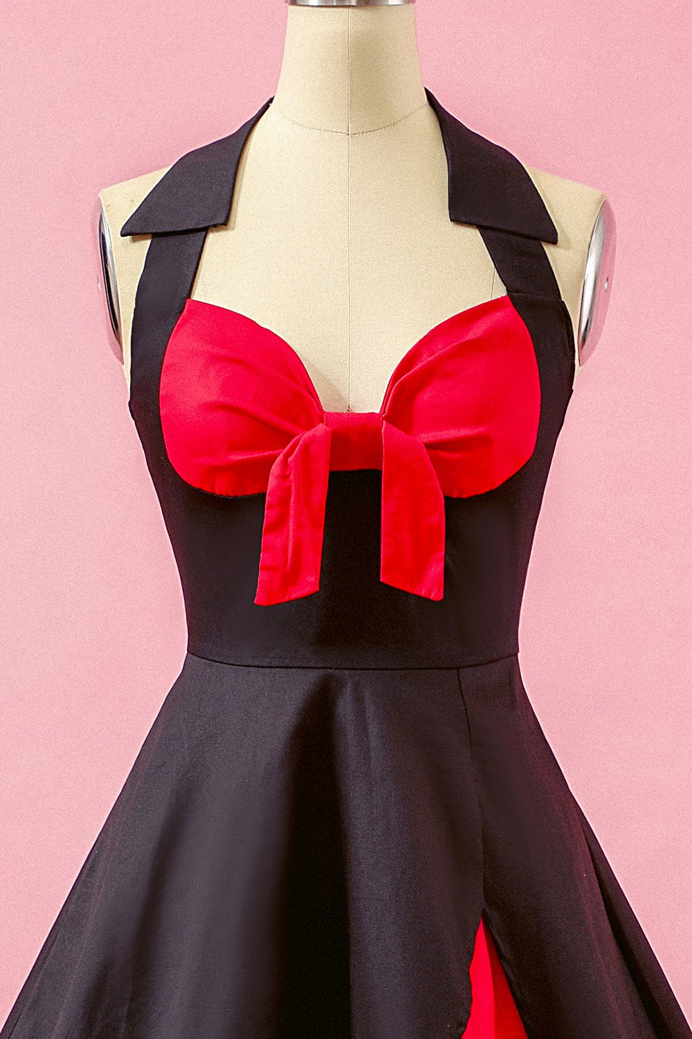 Nero Patchwork scollo a V swing Party Dress