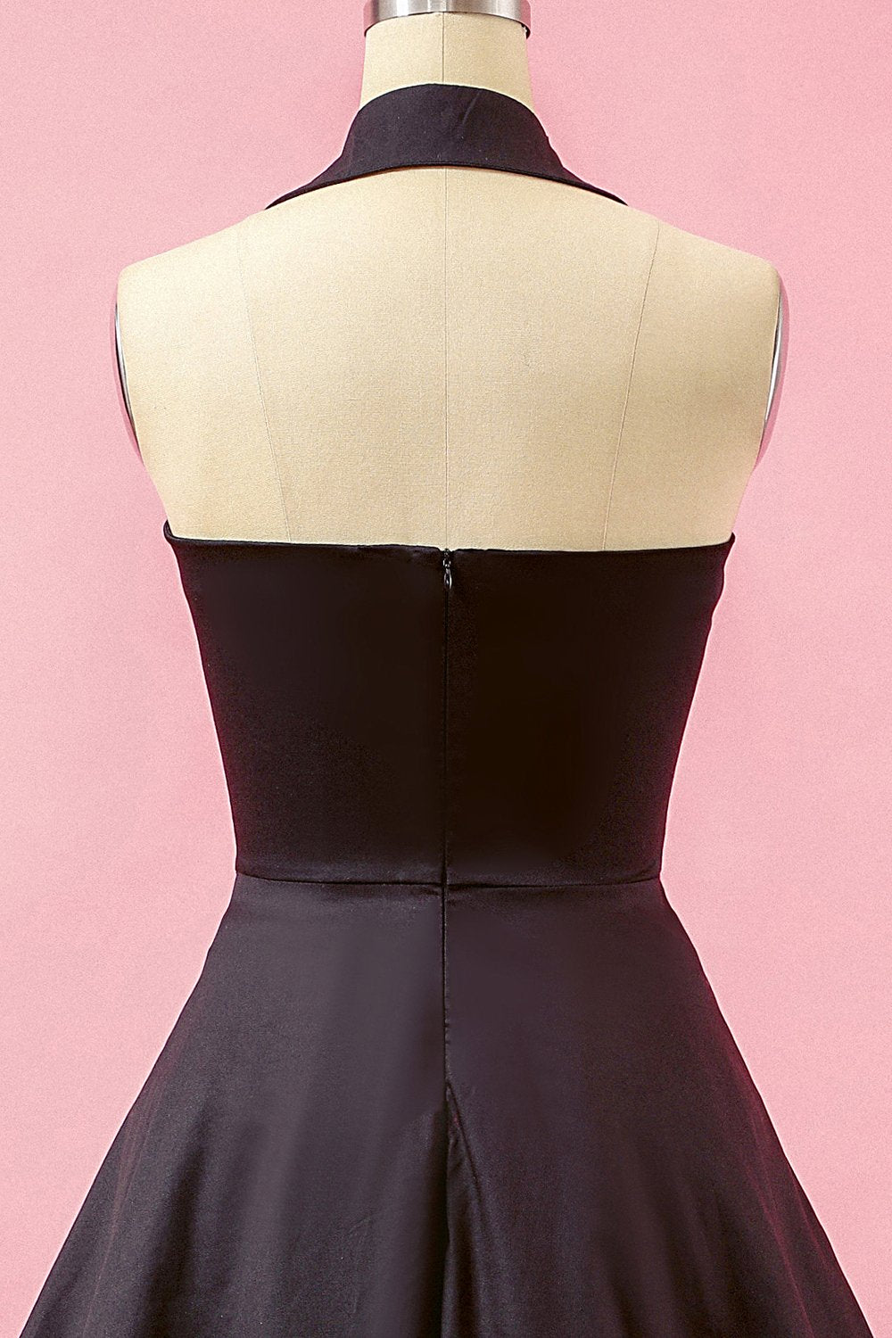 Nero Patchwork scollo a V swing Party Dress