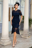 Navy Pizzo Sirena Madre della Sposa Abito