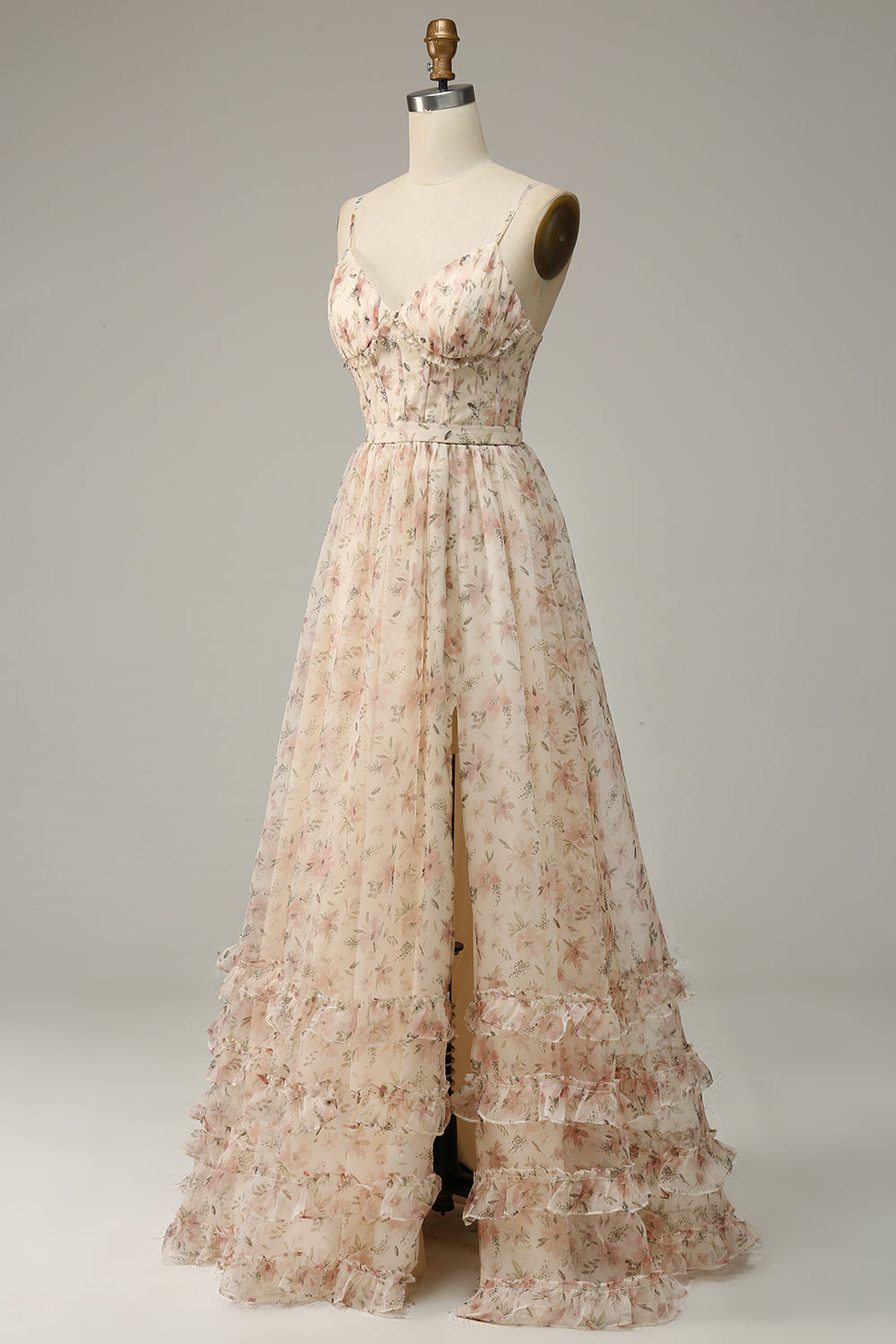 Albicocca A Line Print Prom Dress con spacco