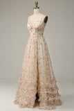 Albicocca A Line Print Prom Dress con spacco