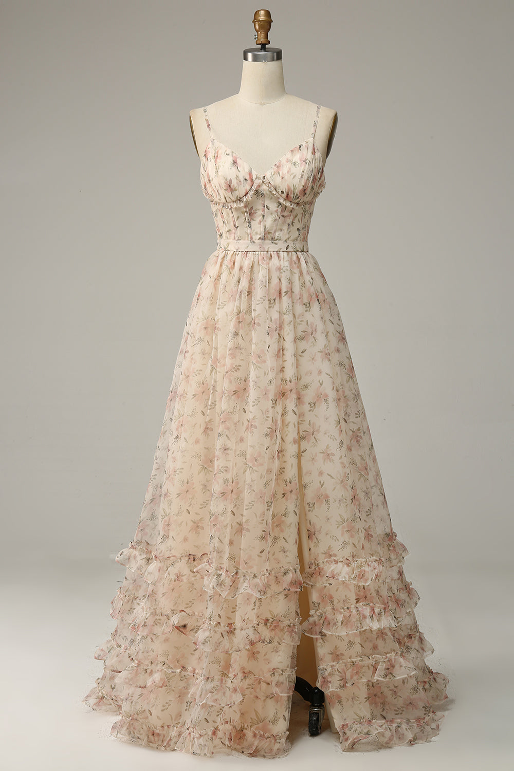 Albicocca A Line Print Prom Dress con spacco