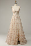 Albicocca A Line Print Prom Dress con spacco