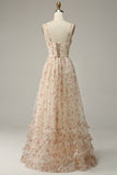 Albicocca A Line Print Prom Dress con spacco