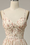 Albicocca A Line Print Prom Dress con spacco