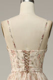 Albicocca A Line Print Prom Dress con spacco