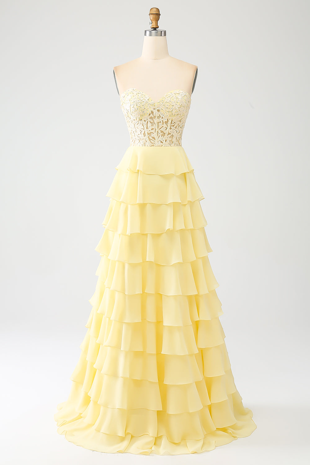 Giallo Sweetheart Tiered Prom Dress