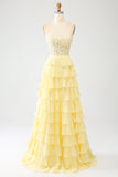 Giallo Sweetheart Tiered Prom Dress