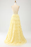 Giallo Sweetheart Tiered Prom Dress