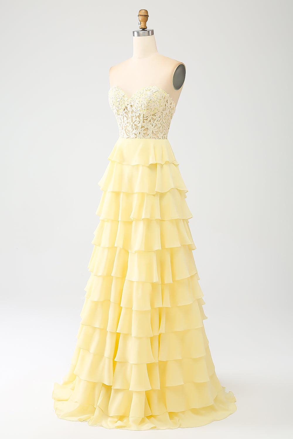 Giallo Sweetheart Tiered Prom Dress