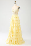 Giallo Sweetheart Tiered Prom Dress