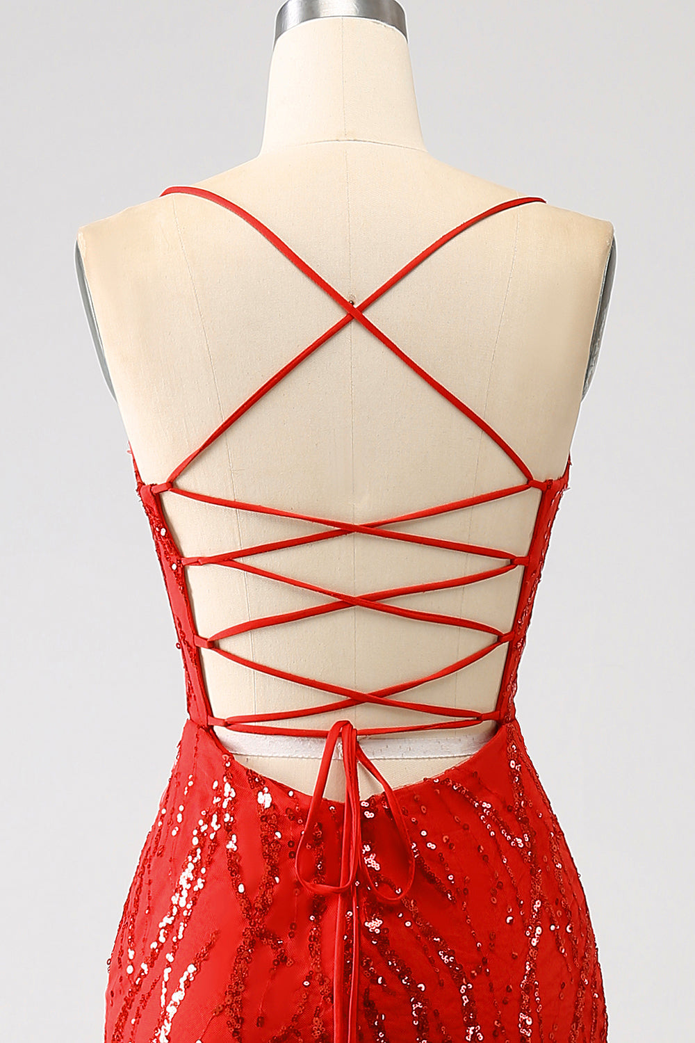 Glitter rosso sirena lungo paillettes abito da ballo con fessura