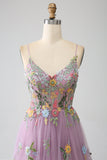 Malva A-Line Spaghetti Straps Tulle Abito Lungo Prom Con Ricamo