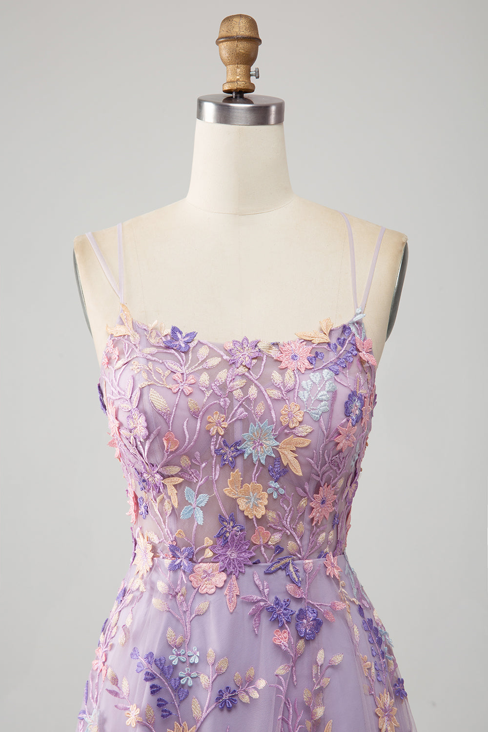 Malva A-Line Spaghetti Straps Abito lungo da ballo con applicazioni