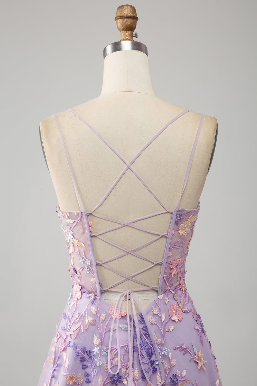 Malva A-Line Spaghetti Straps Abito lungo da ballo con applicazioni