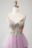 Malva A-Line Corsetto a balze abito lungo da ballo con appliques