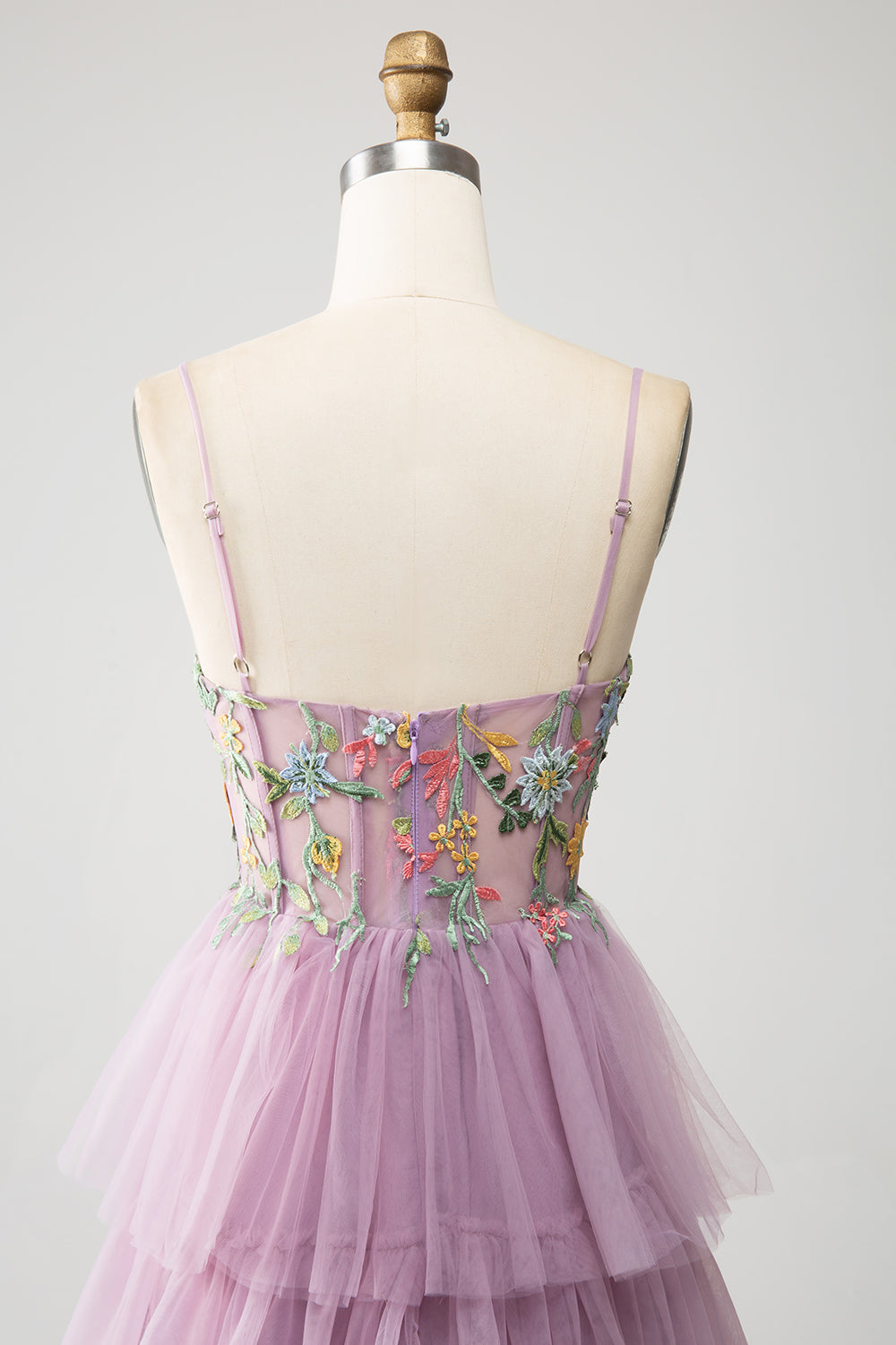 Malva A-Line Corsetto a balze abito lungo da ballo con appliques