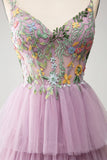 Malva A-Line Corsetto a balze abito lungo da ballo con appliques