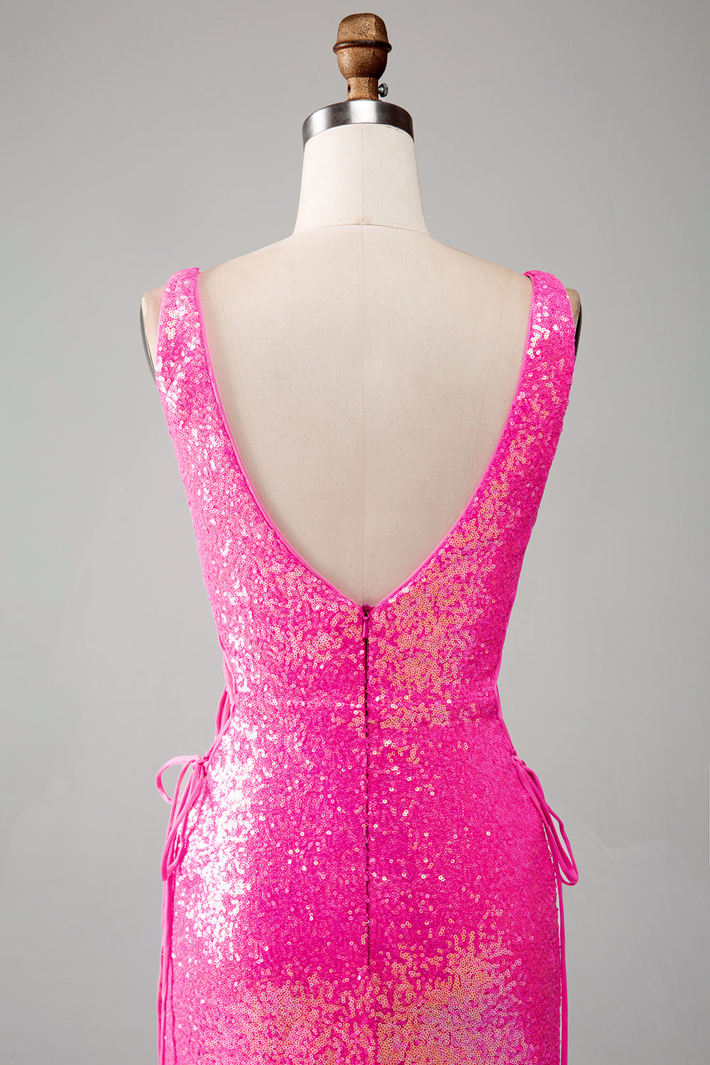 Sparkly Hot Pink Mermaid Prom Dress con fessura