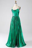 A-line Abito da ballo corsetto verde scuro con fessura