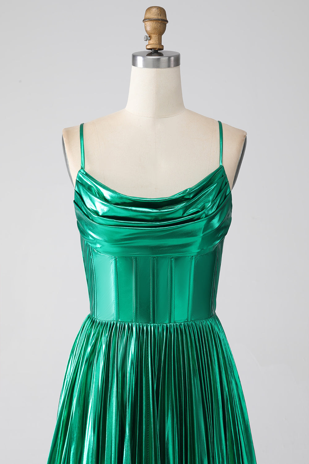 A-line Abito da ballo corsetto verde scuro con fessura