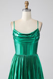 A-line Abito da ballo corsetto verde scuro con fessura