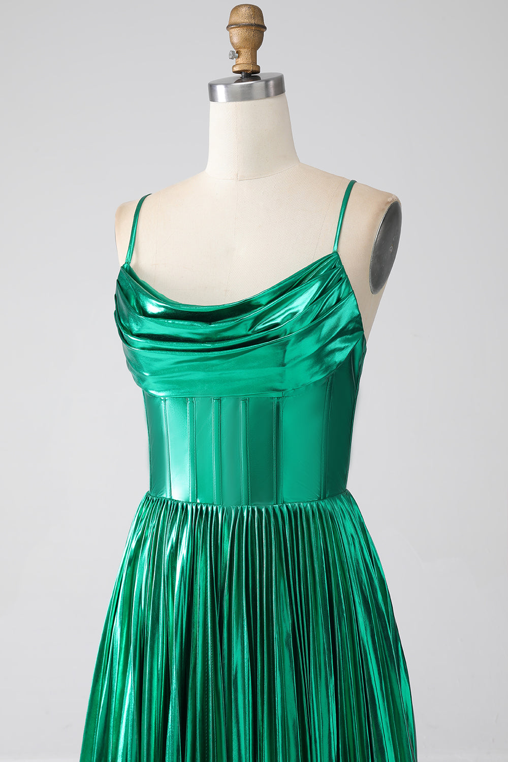 A-line Abito da ballo corsetto verde scuro con fessura
