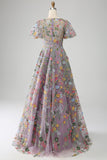 Malva Ball-Gown/Principessa ricamato Prom Dress con maniche corte