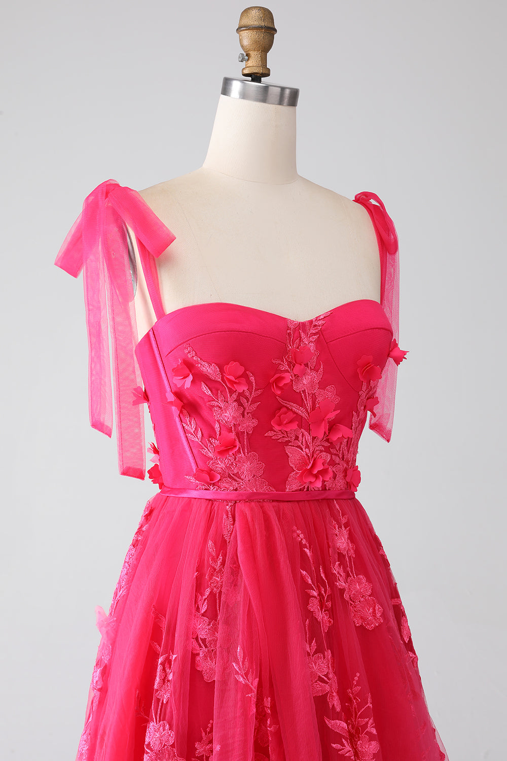 A-Line Spaghetti Straps Fucsia Abito Lungo Prom con Spacco