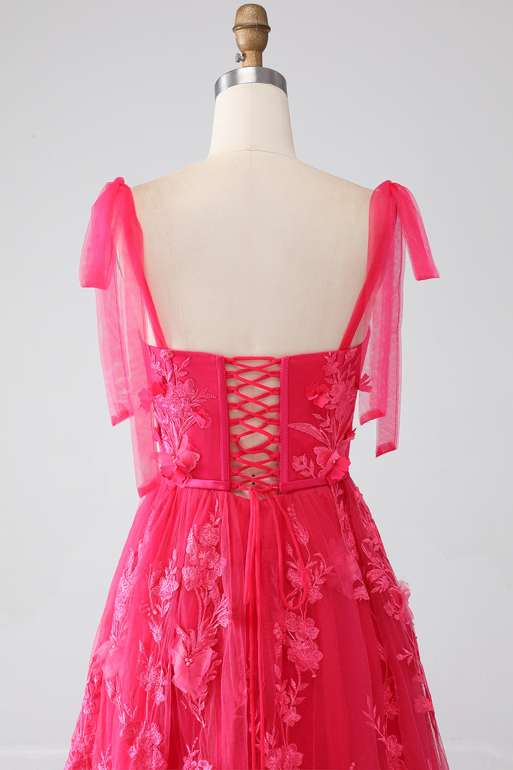 A-Line Spaghetti Straps Fucsia Abito Lungo Prom con Spacco