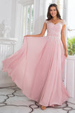 Chiffon di perline rosa Madre dell'abito da sposa