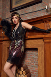 Nero & Rosso Paillettes Corte 1920s Flapper Dress