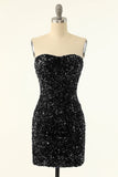 Paillettes nere Bodycon Abito da cocktail