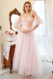Una linea fuori dalla spalla Blush Plus Size Prom Dress con ricamo