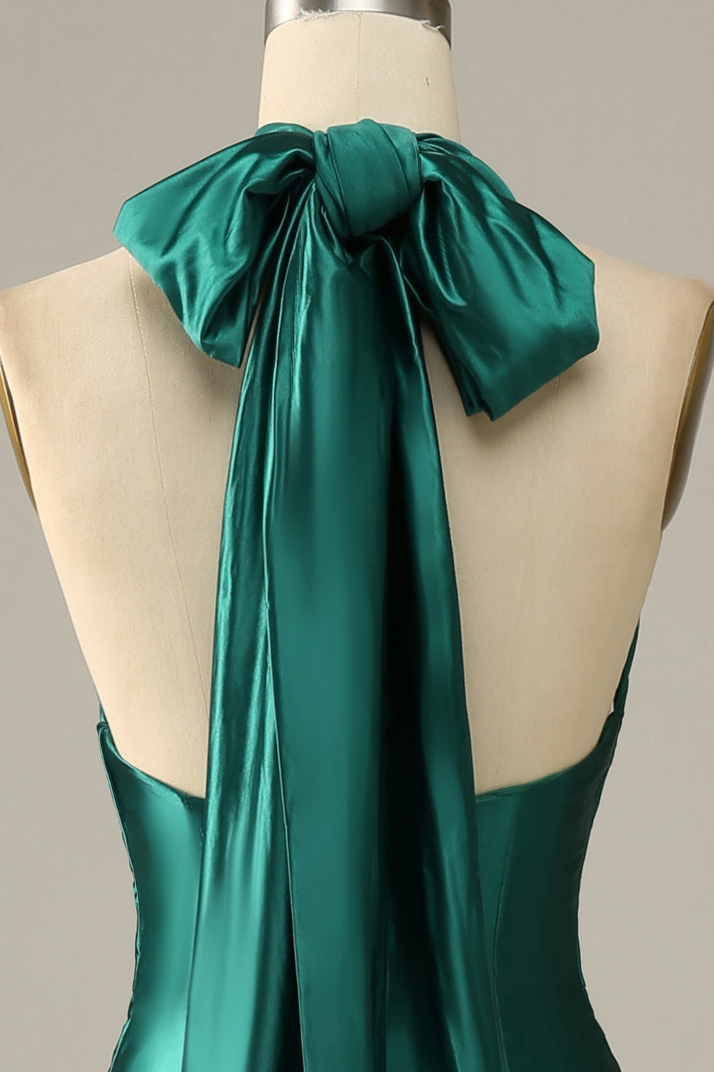 Abito da ballo a sirena con spacchi verde scuro Halter Lace Up con spacco