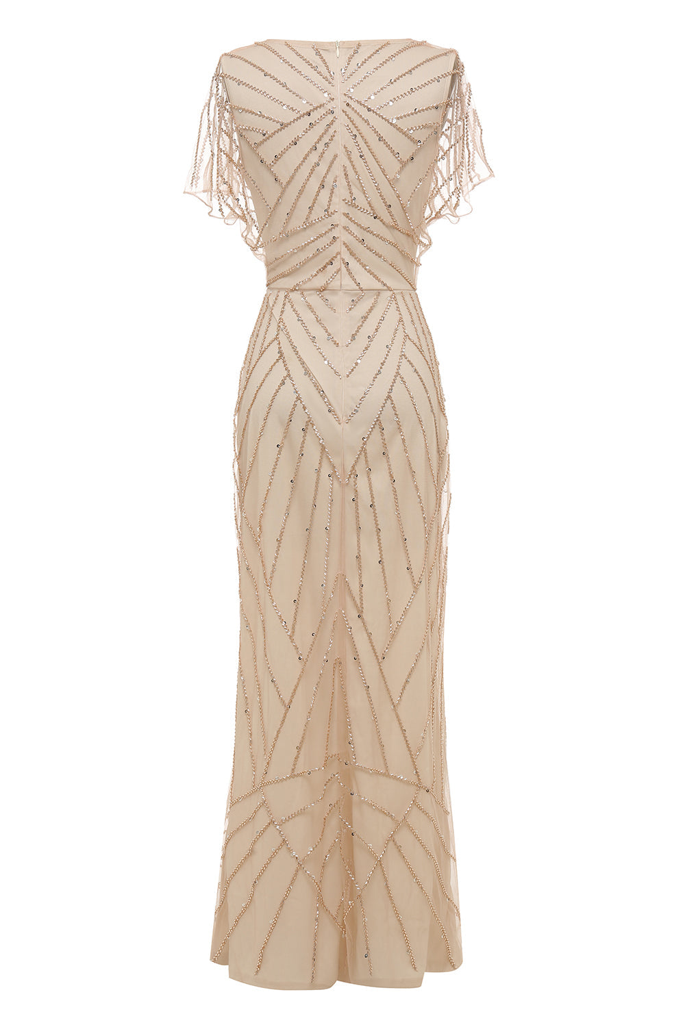 Fodero a V Scollo Light Khaki Madre della Sposa Abito con Perline