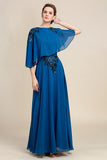 Chiffon turchese Madre della Sposa Abito con Pizzo
