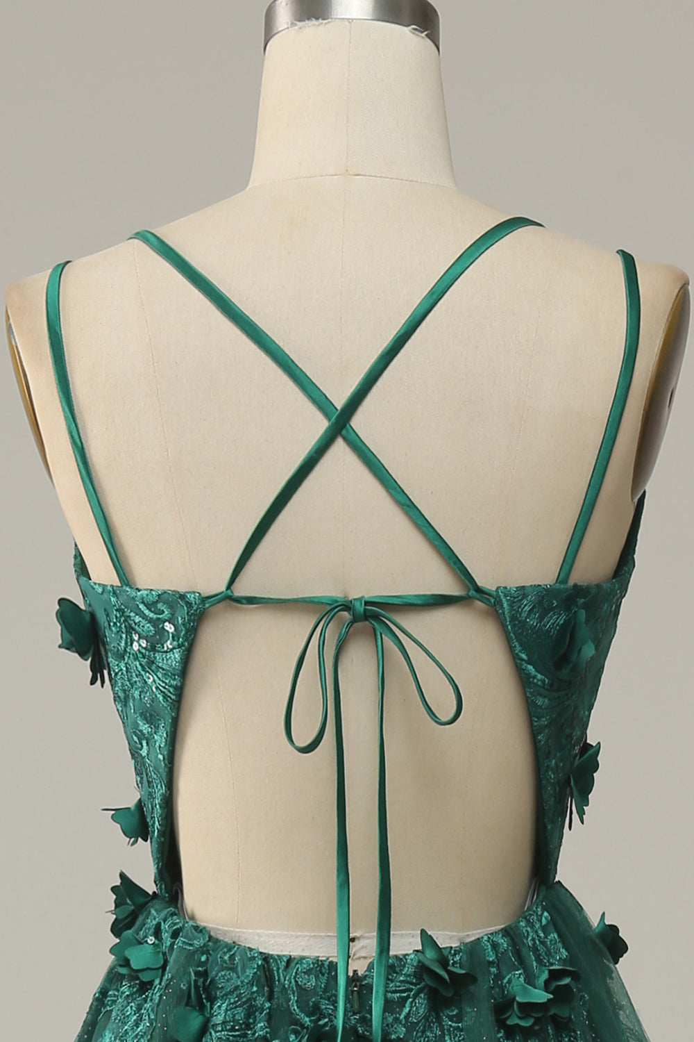 Abito da ballo in tulle verde scuro A Line con spacco