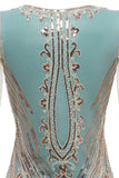 Guaina verde fuori dalla spalla paillettes 1920s vestito con nappe