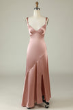 Blush abito damigella asimmetrica con spacco