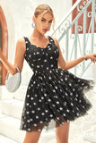 Abito nero da ritorno a casa in tulle con stelline
