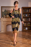 Abito Flapper Grande Gatsby con Frange Dorate con paillettes