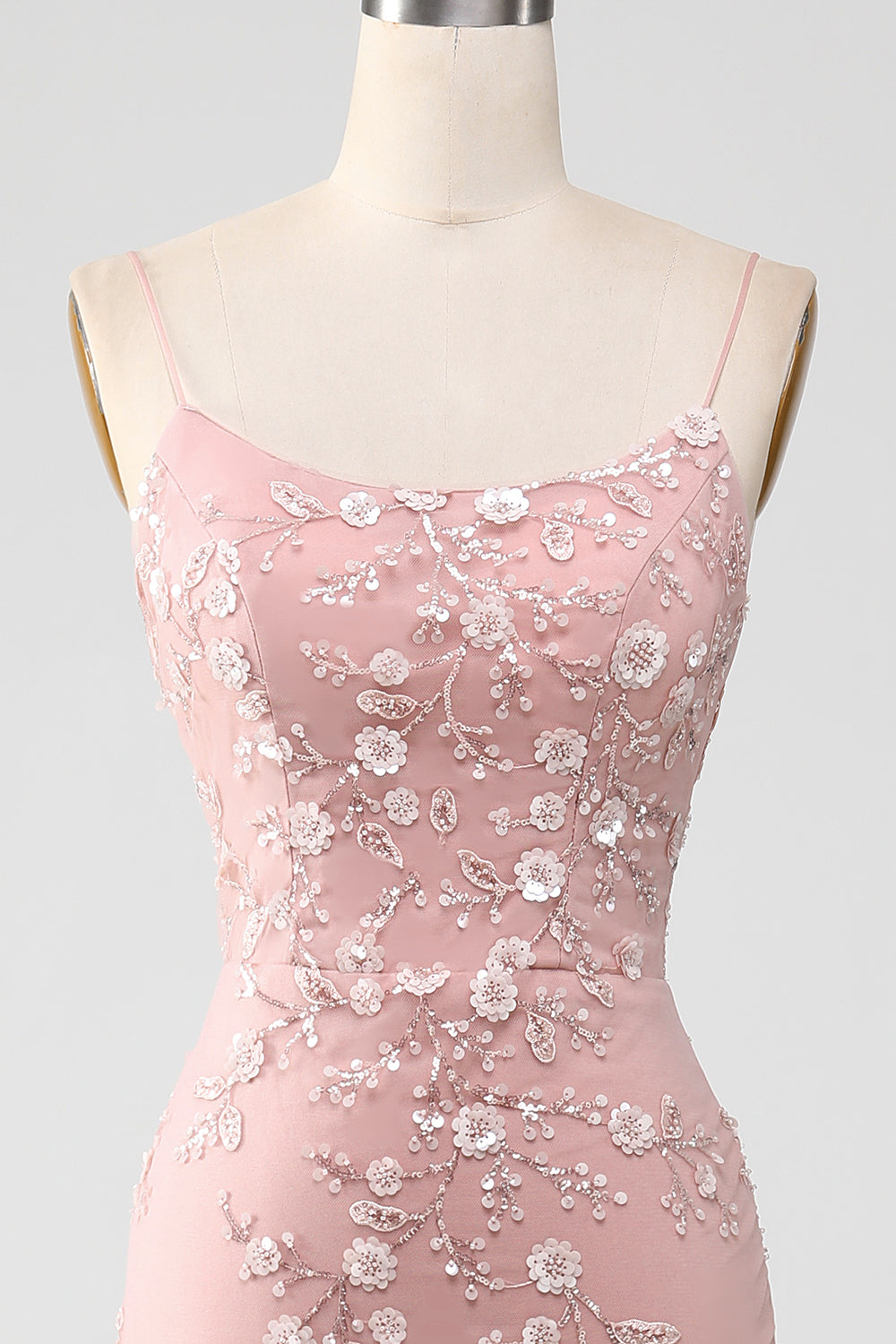 Mermiad Blush Spaghetti Straps Abito da ballo con applicazioni