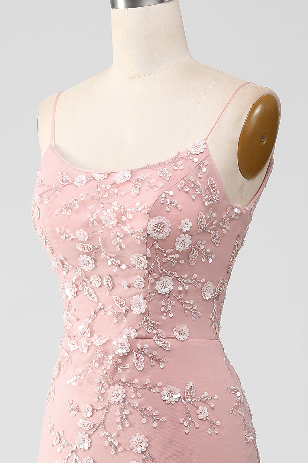 Mermiad Blush Spaghetti Straps Abito da ballo con applicazioni